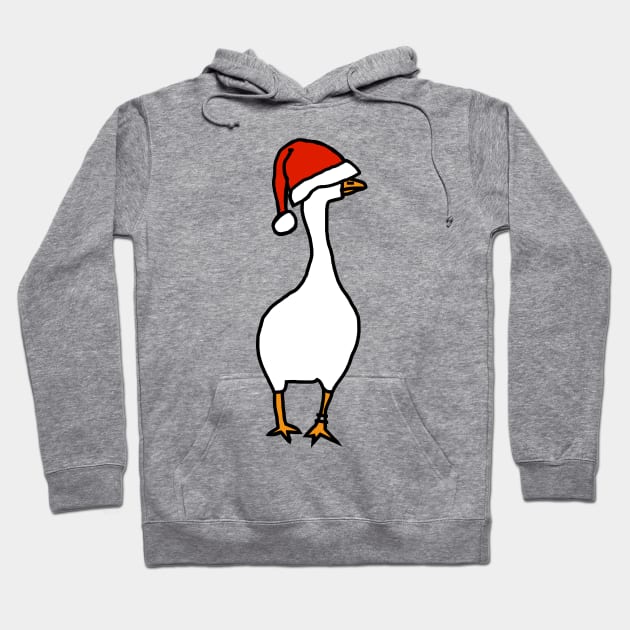 Gaming Goose Wears Stolen Christmas Santa Hat Hoodie by ellenhenryart